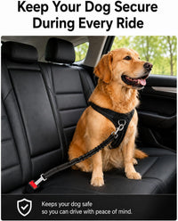 Dog Seat Belt 2Pcs, Retractable Pet Car Harness - Black - image 2