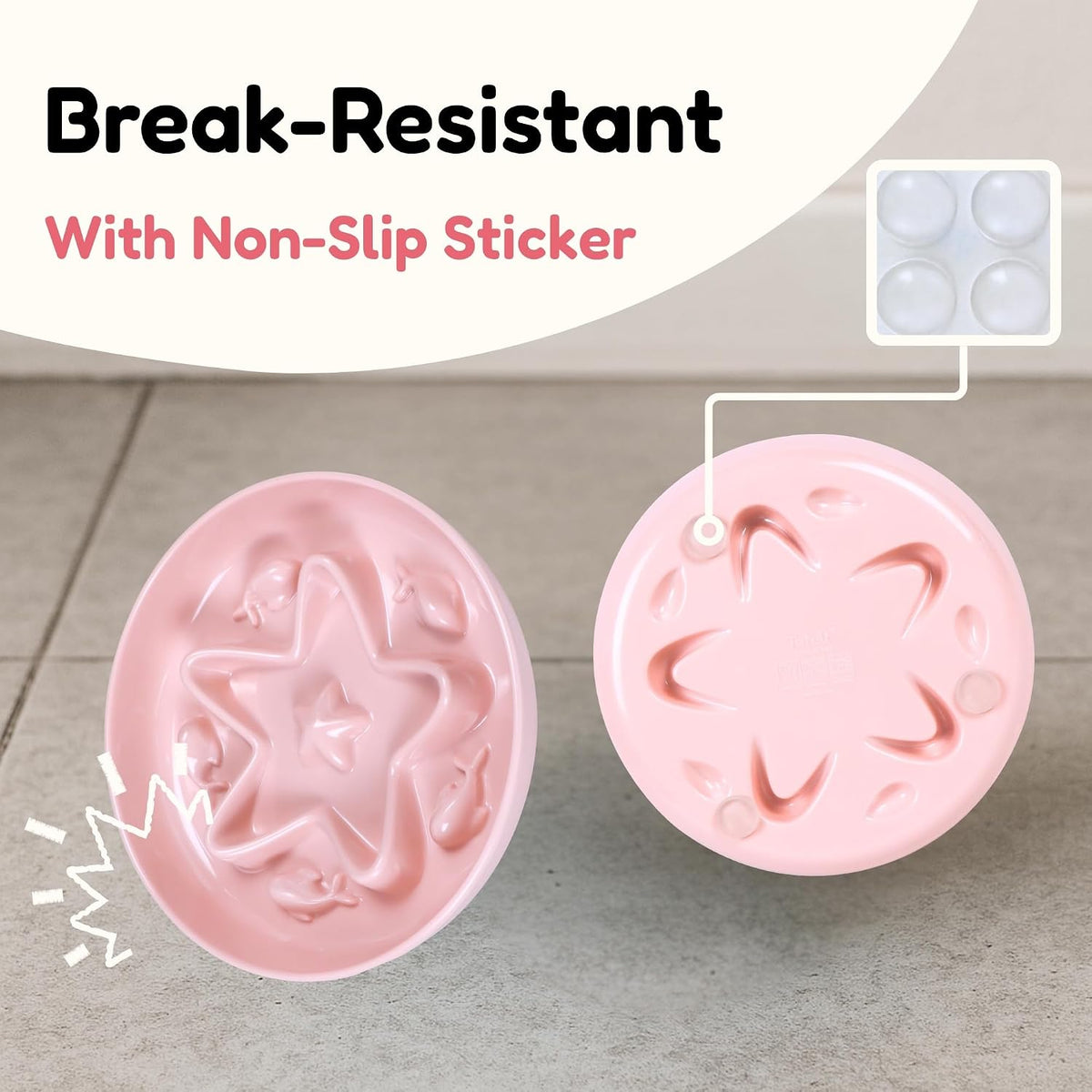 2 Pcs Cat Slow Feeder Bowl - Coral Pink + Ocean Mist / 6.2'' - image 3