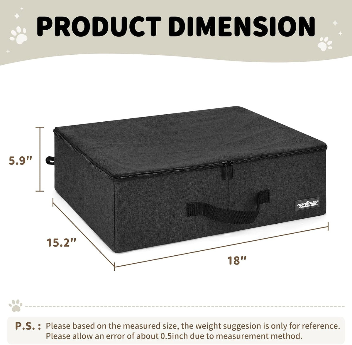 apollo walker Portable Cat Litter Box With Waterproof bag and Lid - Black / Small - image 2