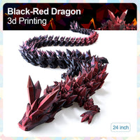 3D Printed Dragon 24 Inch - Red Black / 24in - image 2