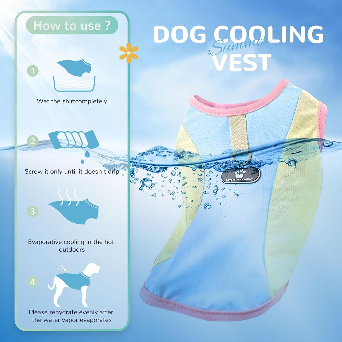 3 Pack Dog Cooling Vest with D-Ring Dog Tshirt Sun Protection Small - 3pack Purple Pink Blue / Small - image 3
