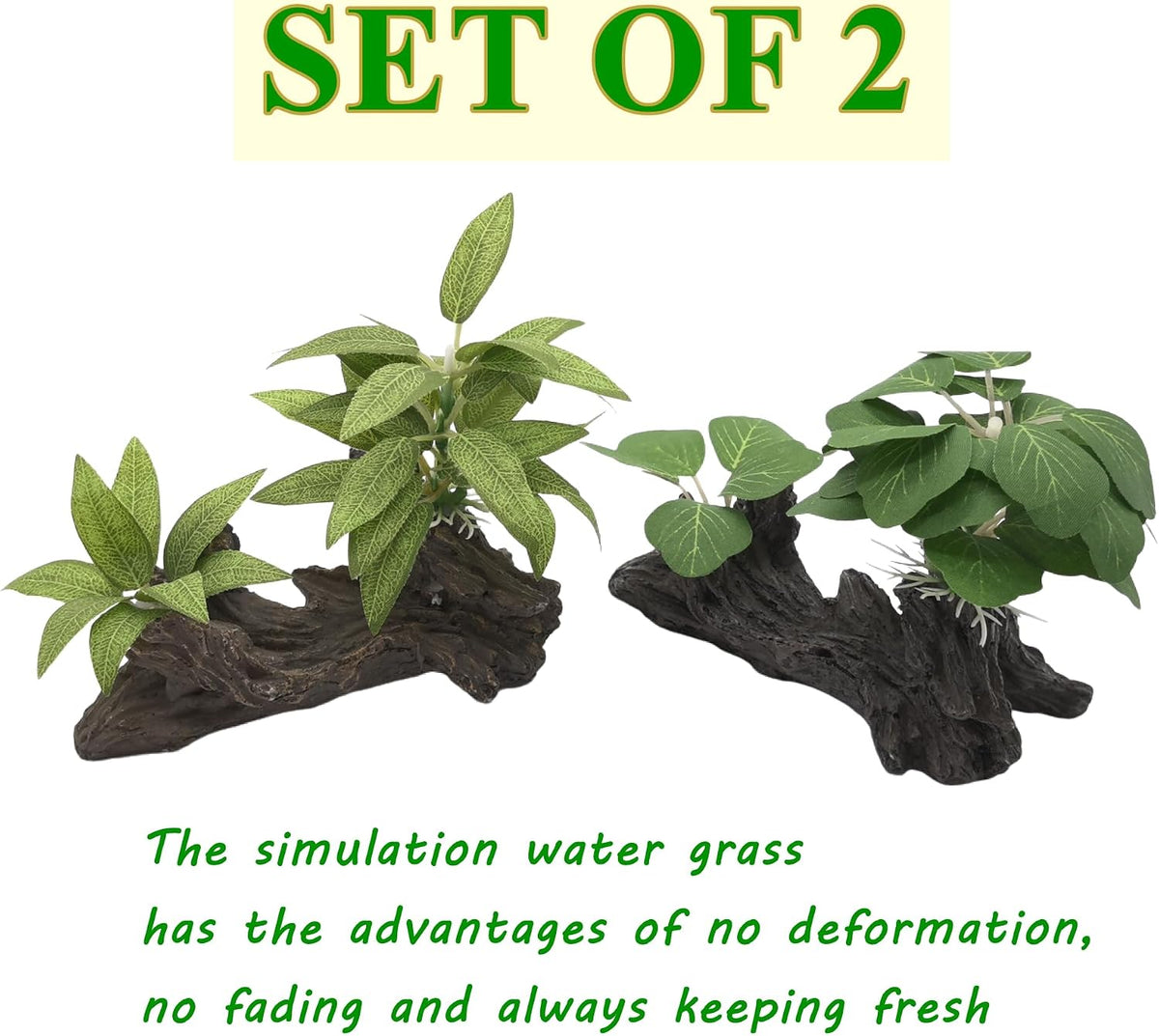 M2cbridge Artificial Fish Tank Plants Aquarium Plant Aquatic Water - 2pcs Big Green - image 2
