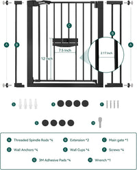 Babelio 36" Tall Pet Gate with Cat Door, CatPrivilege II, 29-40" - Black / 29-40" Wide, 30" Tall - image 4