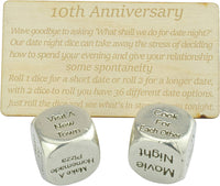 TIN Date Night Dice 10th Anniversary 100% Pure Tin