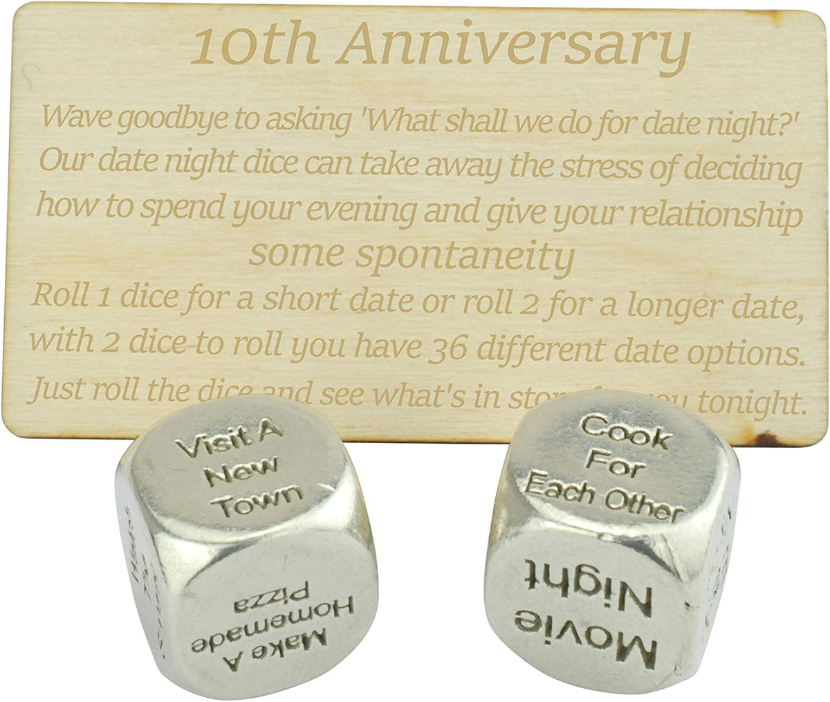 TIN Date Night Dice 10th Anniversary 100% Pure Tin