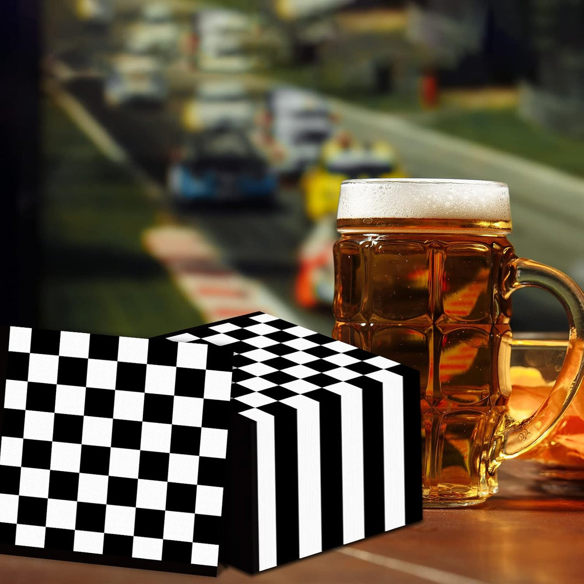 100 Pack Black and White Checkered Flag Party Napkins Disposable Race - 50 / Black and White Checkered - image 4