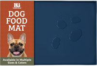Leash Boss Rectangular Silicone Pet Feeding Mat, Raised Edge - 2 Pack - Small - 18" x 11" / Navy