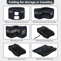 PETSFIT 45.5" Dog Playpen with Dual Zipper Doors –Sturdy Foldable Pet Playpen for Large & Medium Dogs with Removable Mesh Top and Leakproof Bottom