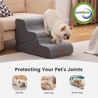 Gardner Pet Dog Stairs for Small Dogs 16.5" H, 2 in 1 Transformable 3-Step Pet Stairs and ramp, Dog Steps for Couch (13-20 in) with Durable Non-Slip Waterproof Cover and CertiPUR-US Certified Foam