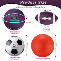 Lenwen sports balls set with basketball, soccer ball, football, playground ball, pump and bag - view 18