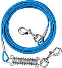 10/15/20/25FT Dog Tie Out Cable - Blue with Spring / 125Ibs 60ft