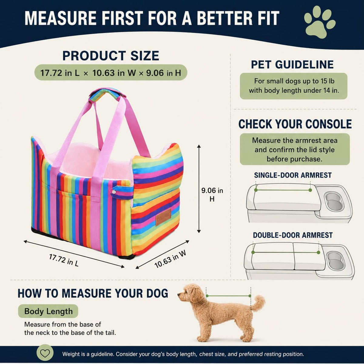 Console Dog Car Seat for Small Dogs to – Essentials for Dogs - Colorful 1 / Small - image 4