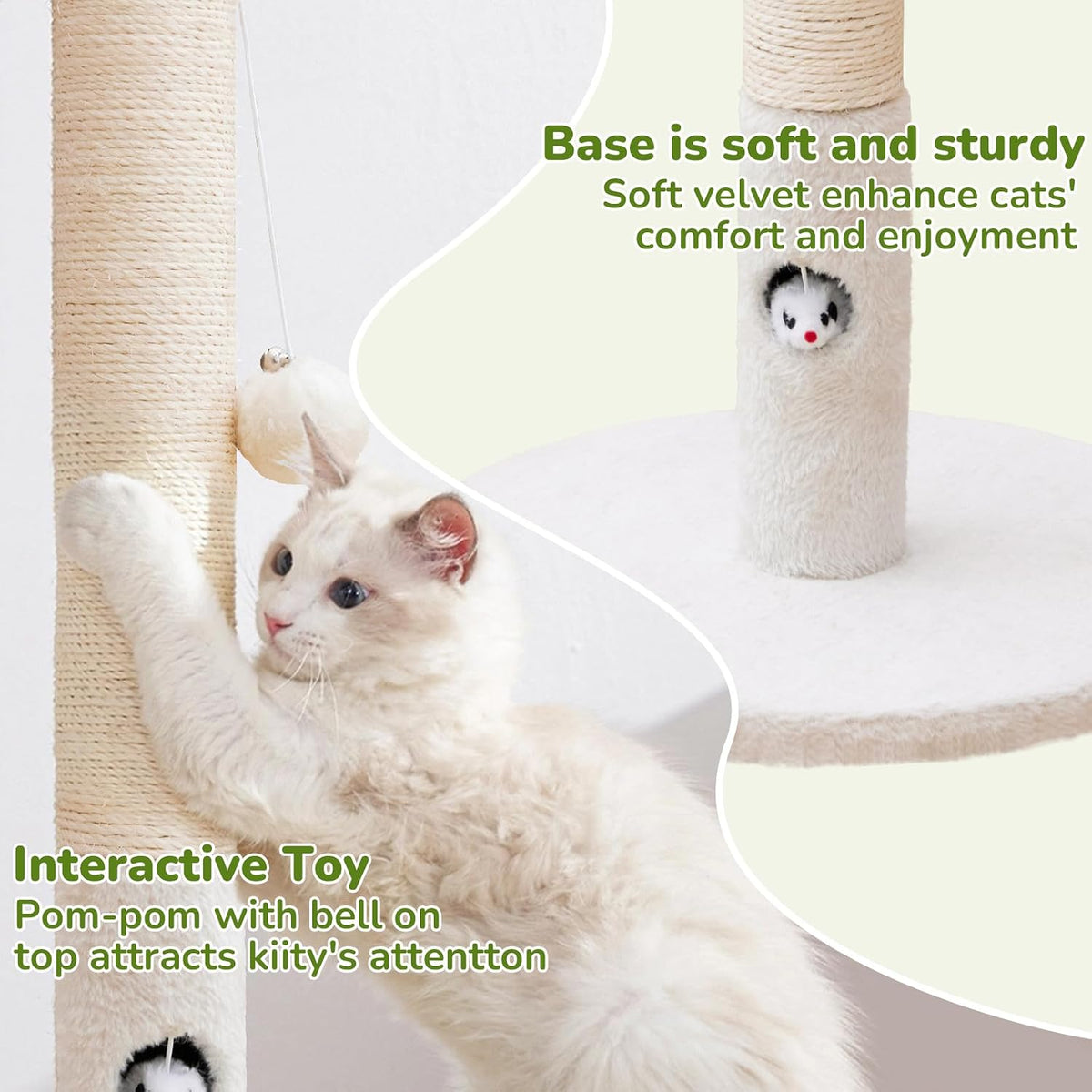 Funny Cat Scratching Posts Sturdy Scratcher Posts 33'' Off White – Essentials for Cats - Off White / 23‘’ - image 4