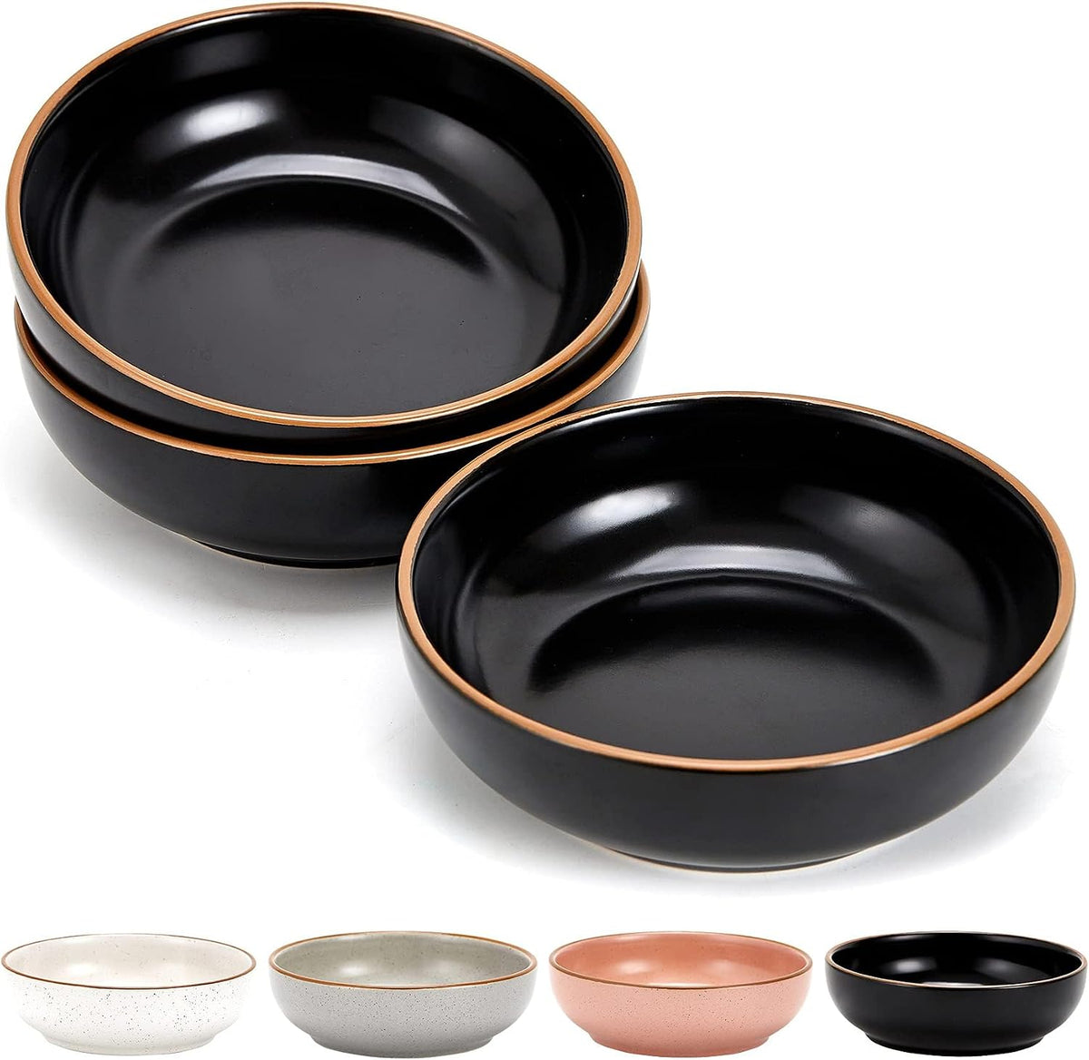 Ceramic Cat Bowls, Howise Pet Bowl Cat Dishes for Food and Water - black