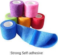 6 Pack 3" x 5 Yards Self Adhesive Bandage Wrap Breathable Cohesive Vet Wrap for Pets, Elastic Self-Adherent Tape for Sports, Wrist, Ankle (Black)
