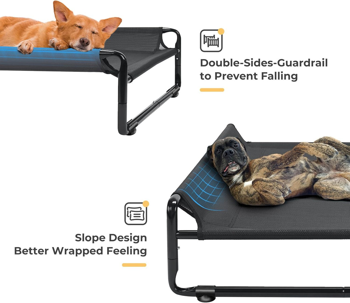 Veehoo Outdoor Elevated Dog Bed - Black / 43.7"L x 30.3"W x 9.4"Th - image 2