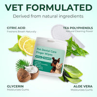 Dog Teeth Cleaning Wipes 50 Pack, Reduces Plaque and Freshens Breath, Dog Dental Wipes Dog Tooth Brushing Kit, No-Rinse Dog Toothbrush Finger Wipes Dental Care for Dogs Cats