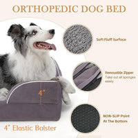 Comfort Expression Large Dog Beds Waterproof Orthopedic Foam Dog Sofa Beds Comfy Pet Bed with Washable Removable Cover & Non-Slip Bottom(Large,Purple)