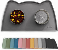 OHMO Cat Food Mat, Silicone Pet Feeding Mat, 18x9.8 - 18"L x 10"W / Dark Grey