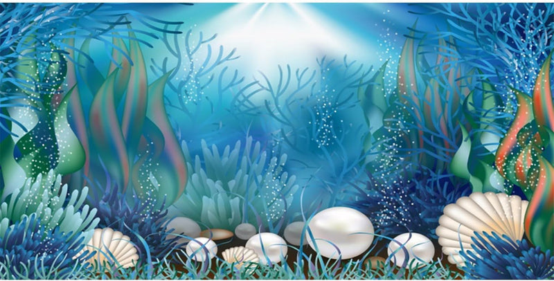 48x24 in Underwater Aquarium Backdrop Coral Pearls Fish Tank - 72x18in/180x45cm