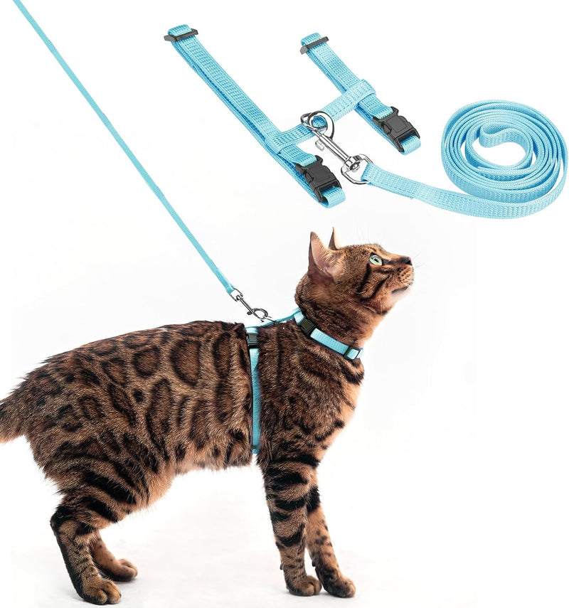 PUPTECK Adjustable Cat Harness and Leash Set Escape Proof Kitten - Small / Sky Blue