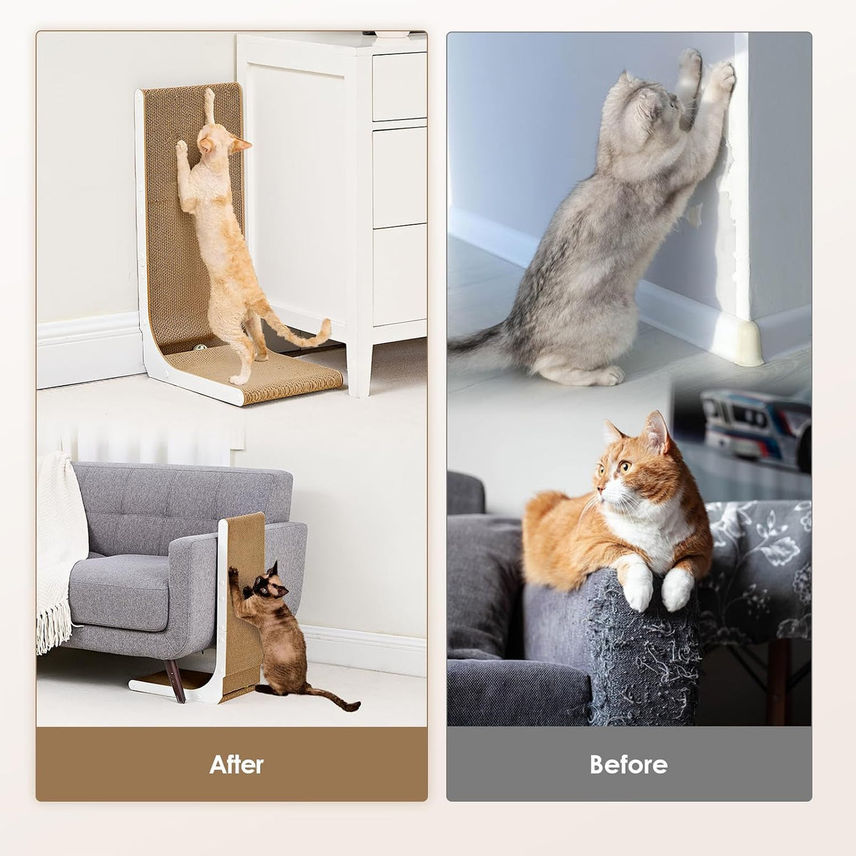 EHEYCIGA Cardboard Cat Scratcher for Indoor Cats - White / 17x13.1x32 - image 3