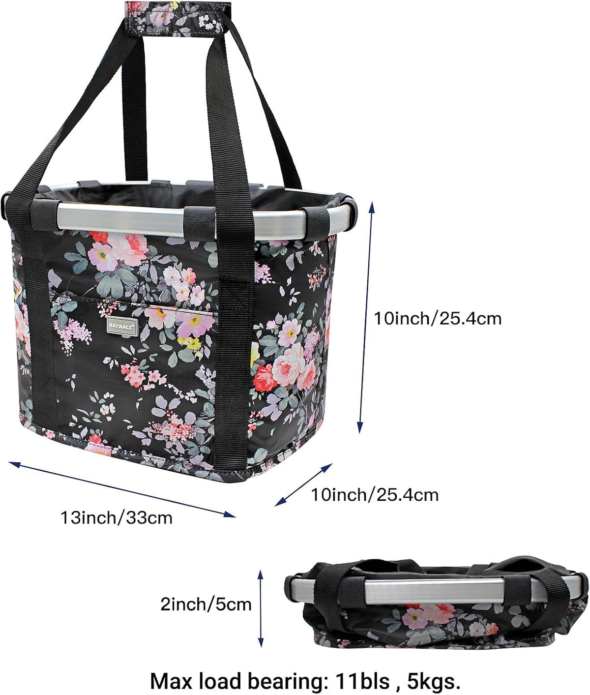 Bicycle Basket Dog Bike Handlebar Basket Front - Pink Flower - image 4