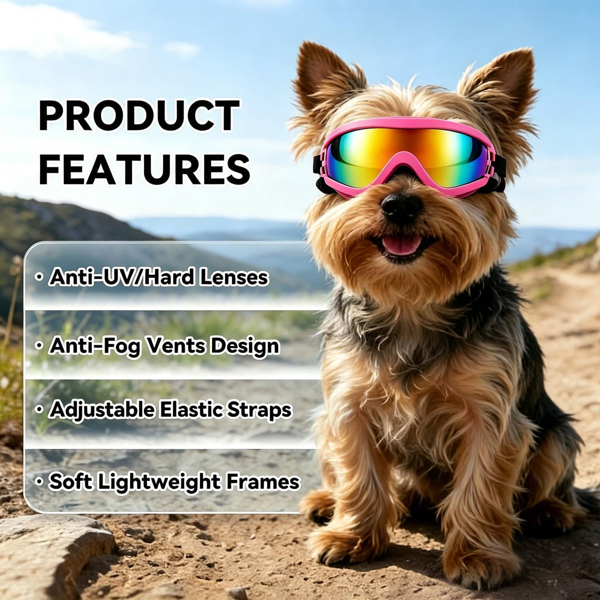 Clear Dog Goggles for Small Dogs - Tactical Pink / Small - image 3