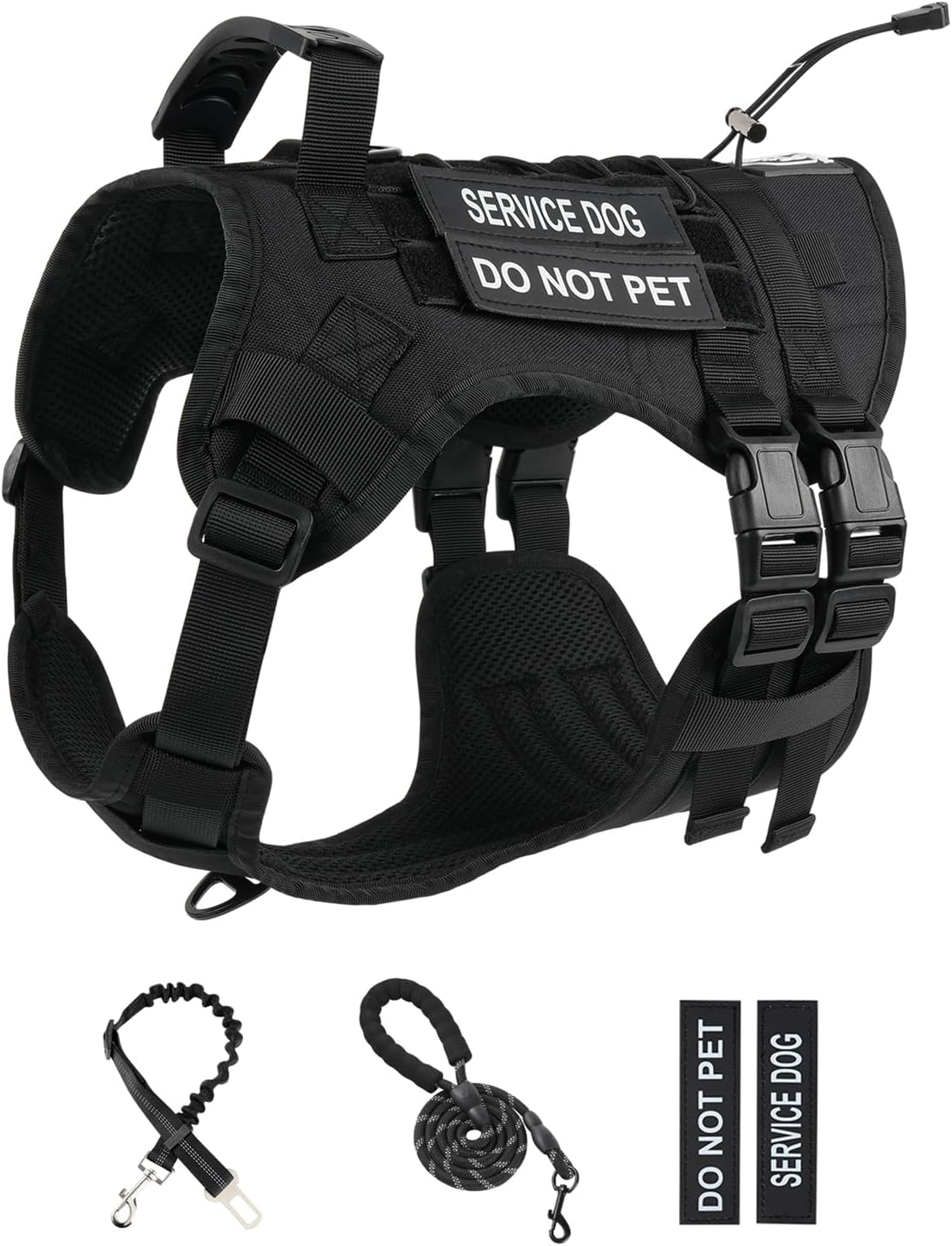 No Pull Tactical Dog Harness Medium Sized Dog, Service Dog Vest - X-Large(Chest:28.3-47.2",Neck:22.8-30.7") / Black - image 3