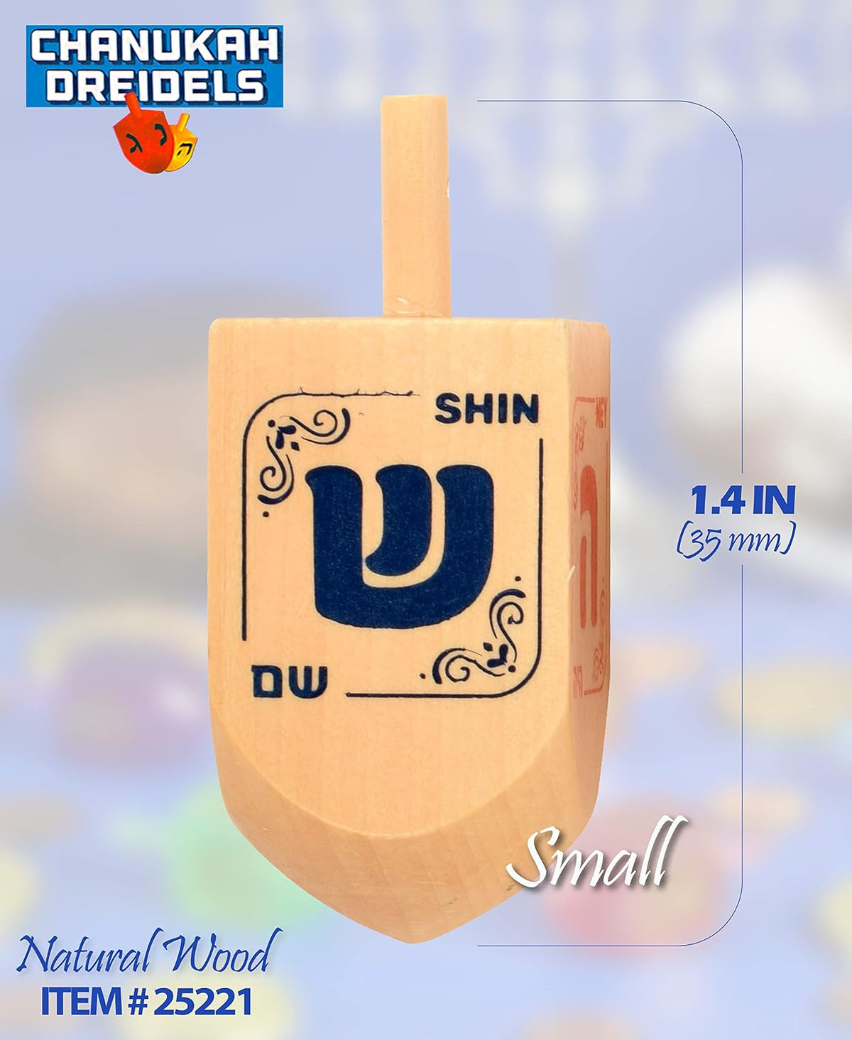 Izzy n Dizzy wooden Hanukkah dreidels 10 pack with coin gelt, gelt trays and instruction cards - view 5