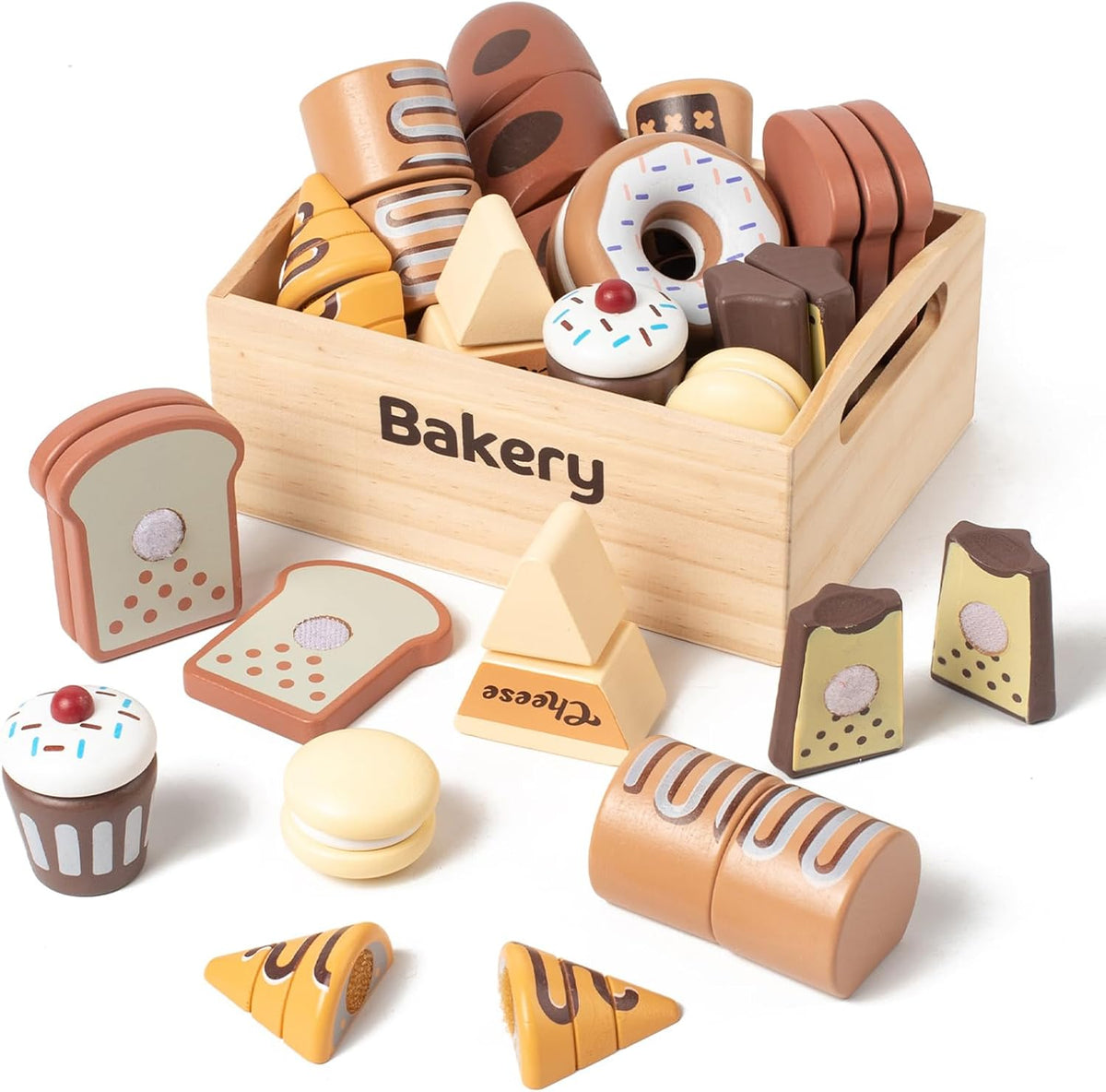 kienvy 10-piece wooden meat and fish play food set with storage box - view 6