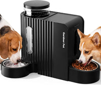 Gravity Automatic Cat Feeder, Water & Food Dispenser Set - Extra Large（1.6 Gallons x 2） / Black