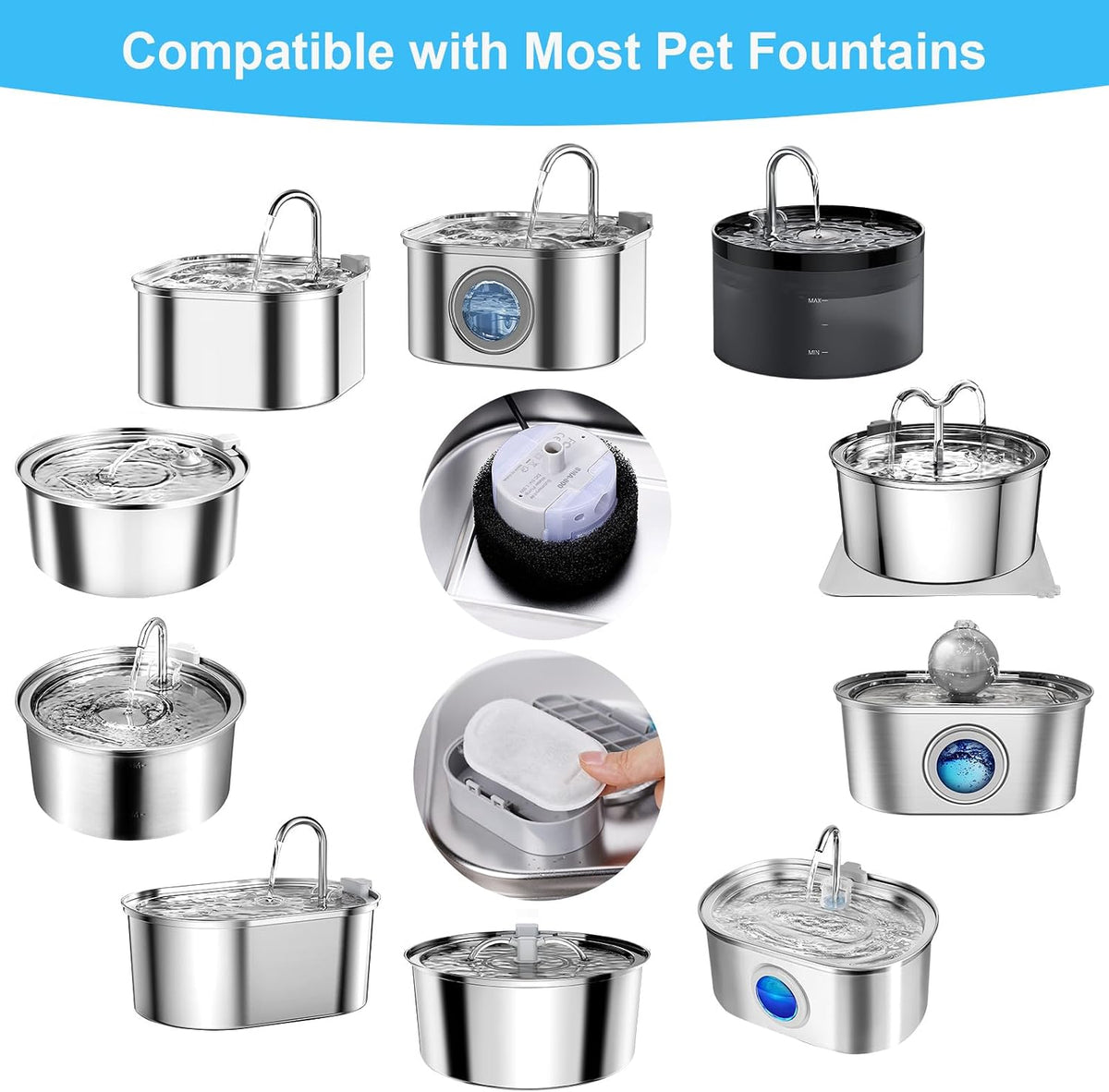 16 Pack Replacement Filters for Cat/Dog Water Fountain - 32 Filters - image 3