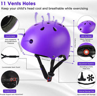 Toddler Kids Bike Helmet Set with Knee Elbow Pads - Purple / Small: 20.1"-21.2"/51-54cm - image 4