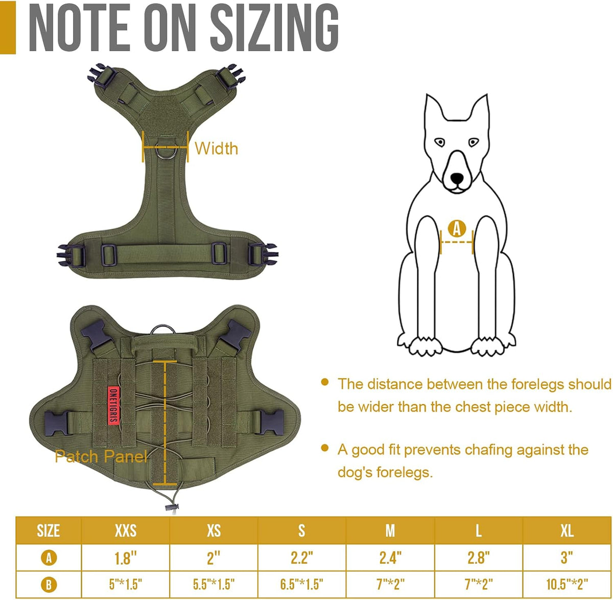OneTigris Tactical Dog Harness No-Pull Service Vest for Medium Large - X-Large / Green - image 3