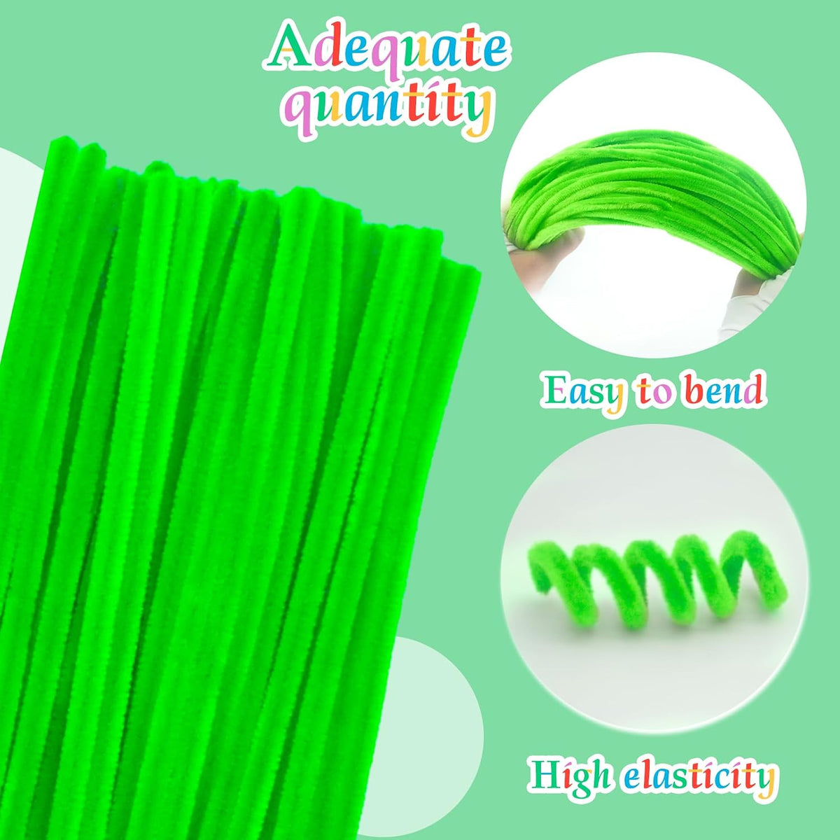 Black Pipe Cleaners for Crafts, Craft Supplies, Arts and Crafts - Fruit Green - image 2