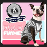 FUAMEY Dog Recovery Suit Male,Dogs Surgery Neuter Suits Puppy Spay Shirts for Female Protect Dog's Skin Anti Licking Abdominal Wounds Doggie Onesie Pet Bodysuit Alternative to Cone Gray Stripes XXL