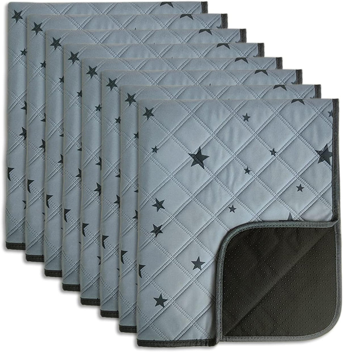RIOUSSI Reusable Pee Pads for Dogs, Puppies. Washable, Absorbent - 18"x24"(8pack) / Gray Stars