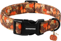 DOGWONG fall pumpkin dog collar in cotton with sunflower design, size large