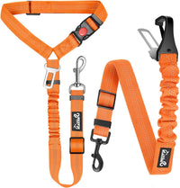 Lukovee Dog Seat Belt, 3-in-1 Headrest & Seatbelt Clip & Latch, 2 Pack – Essentials for Dogs - Orange / A- Headrest with Clip + 2 in 1 Seat Belt
