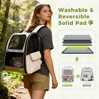 Lekereise Dog Carrier Backpack for Small Medium Dogs Cats up to 18 lbs - Beige / L-Mesh Window - image 2