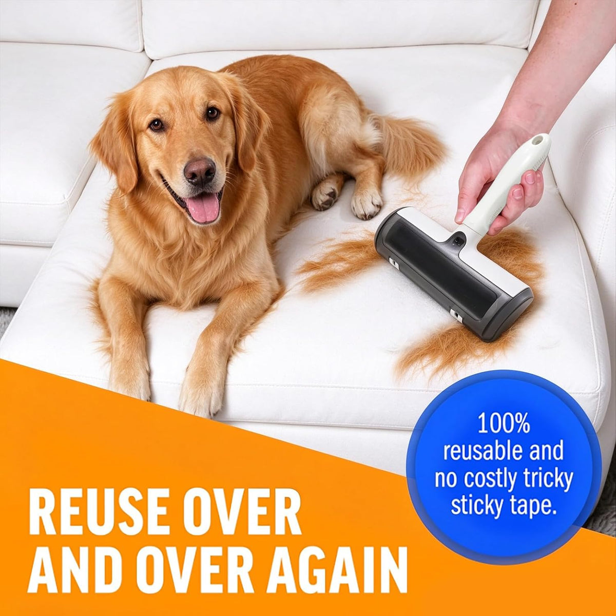 Roller Pet Hair Remover, Reusable Lint Roller for Cat & Dog Hair on Furniture, Couch, Carpet, Car - image 3