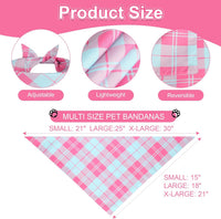 Pink Dog Bandanas Girl Large 2PCS, Summer Spring Plaid Scarf – Essentials for Dogs - pink pink blue-25 / X-Large - image 2