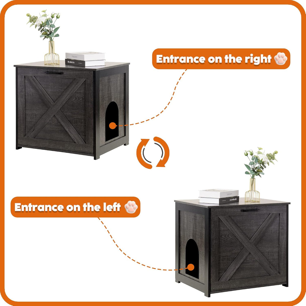 Cat Litter Box Enclosure, Hidden Litter Box Furniture - Dark Grey / 23.6"L x 19.7"W x 21.7"H - image 4