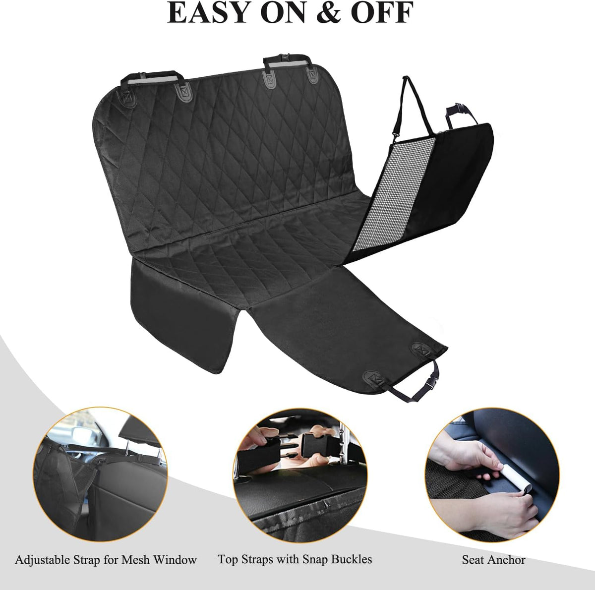 VIVAGLORY Dog Seat Cover Dog Hammock, Standard - Large (width 56") / Black - image 4