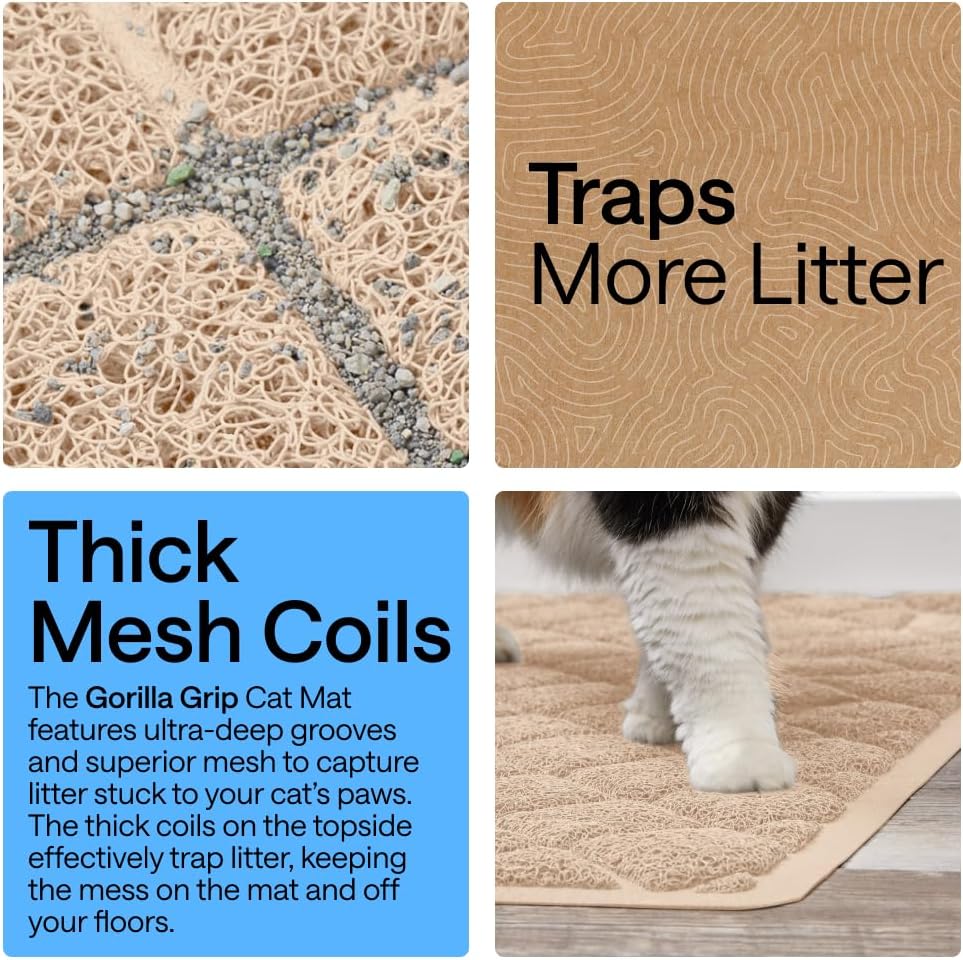 GORILLA GRIP Cat Litter Mat, Coiled Mesh Trapping Mats - Extra Large (40" x 28") / Beige - image 3