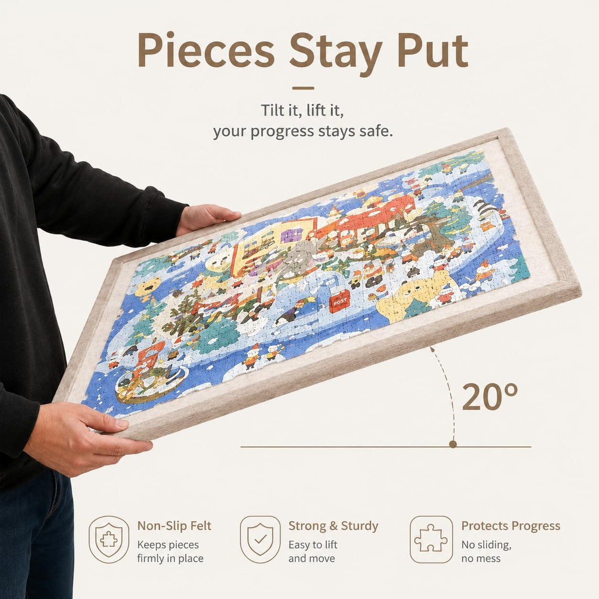 Yunihome puzzle board for 1000 pieces with 4 sorting trays and protective cover - view 23