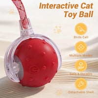 Interactive Automatic Cat Toy Ball-USB Rechargeable,Motion Activated - red - image 2