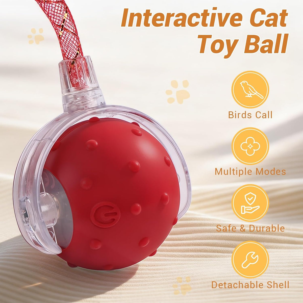 Interactive Automatic Cat Toy Ball-USB Rechargeable,Motion Activated - red - image 2