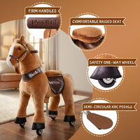 WondeRides brown plush ride on pony for kids with foot pedals, handlebar and wheels - view 11